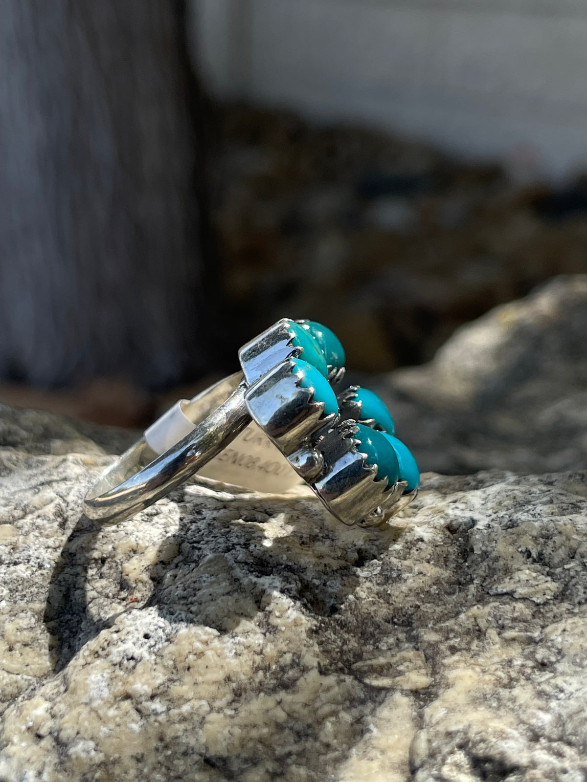 Kingman Turquoise Cluster Ring Size 7 | 925 Sterling Silver D265