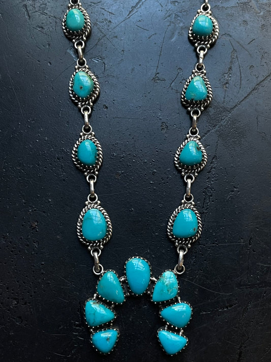 Kingman Turquoise Naja Necklace | 925 Sterling Silver G400
