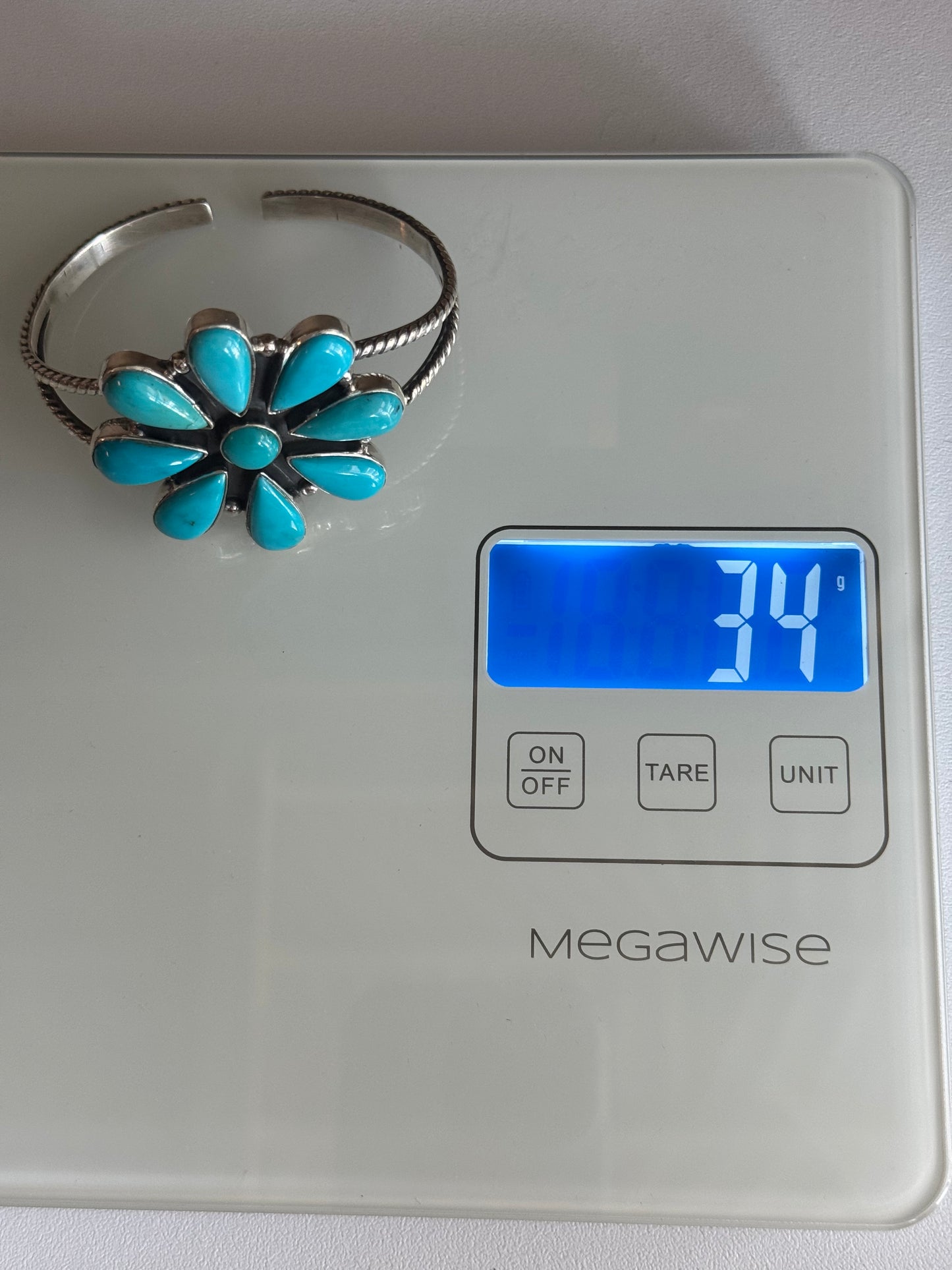 Kingman Turquoise Flower Cuff | Sterling Silver | A849
