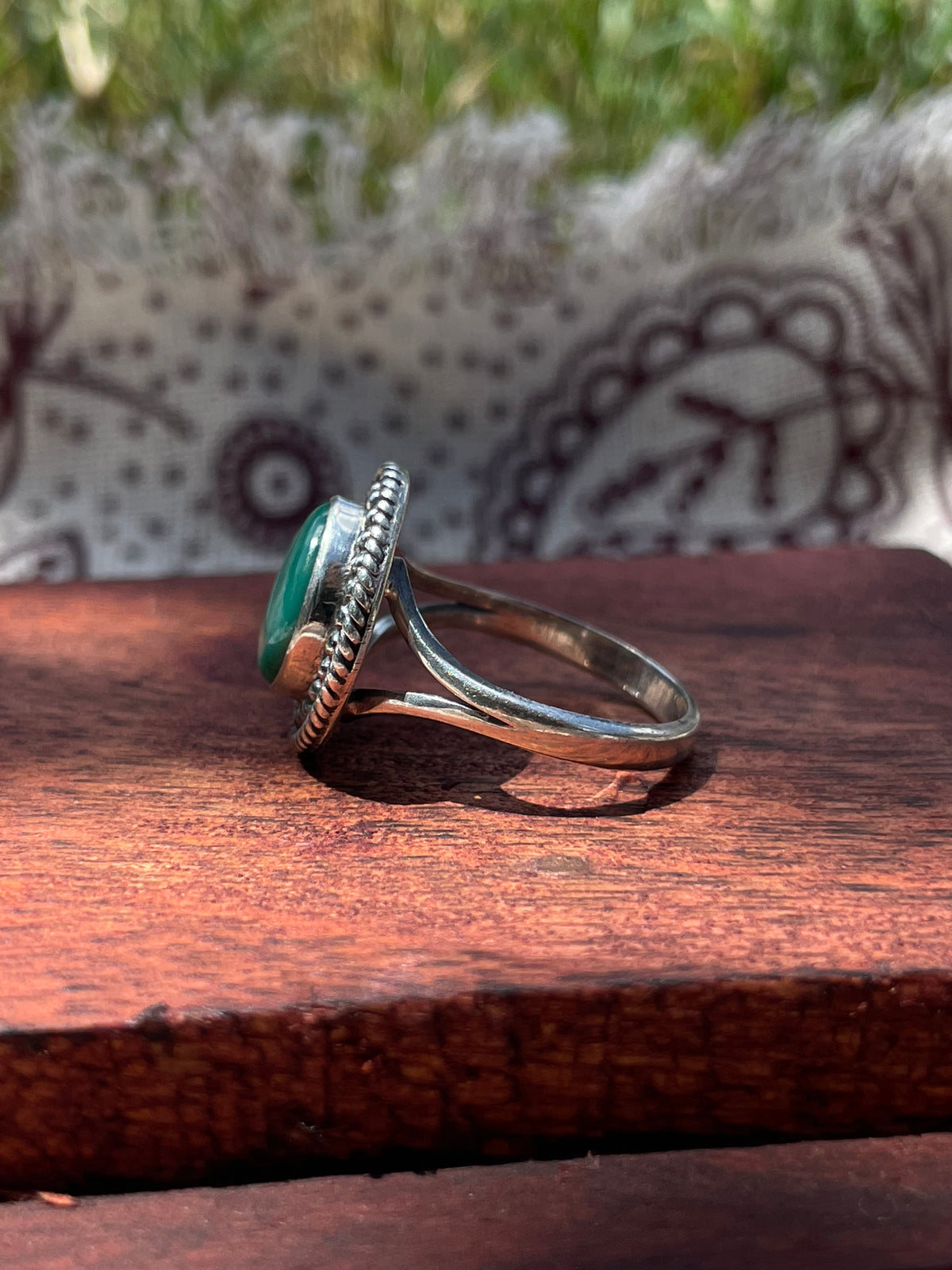 Green Turquoise Teardrop Ring Size 8 | 925 Sterling Silver D307