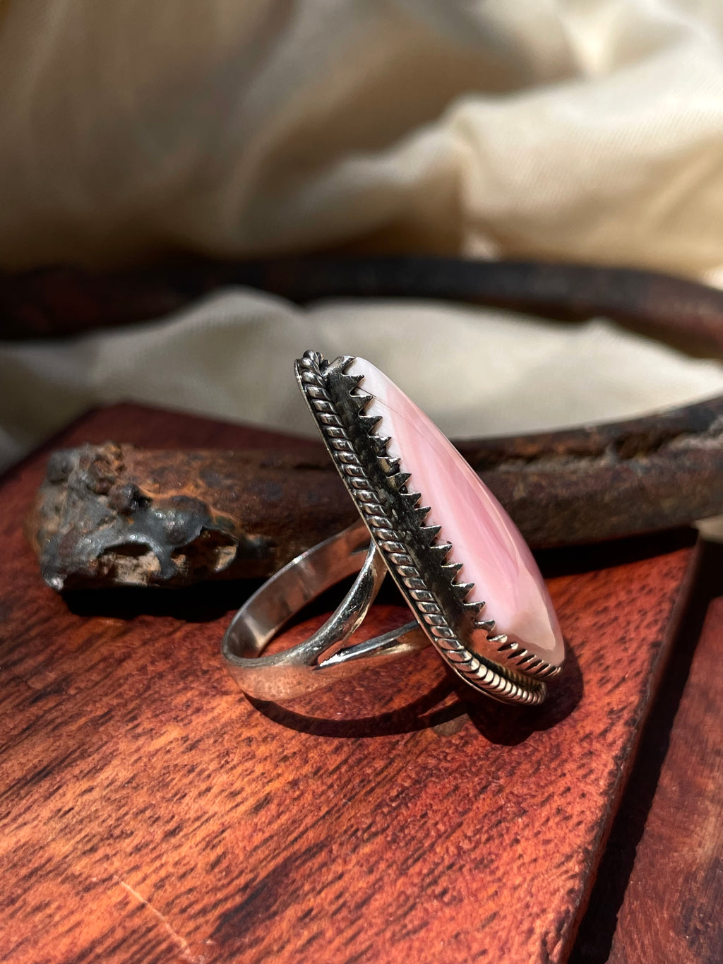 Pink Conch Ring Size 6 | 925 Sterling Silver C917