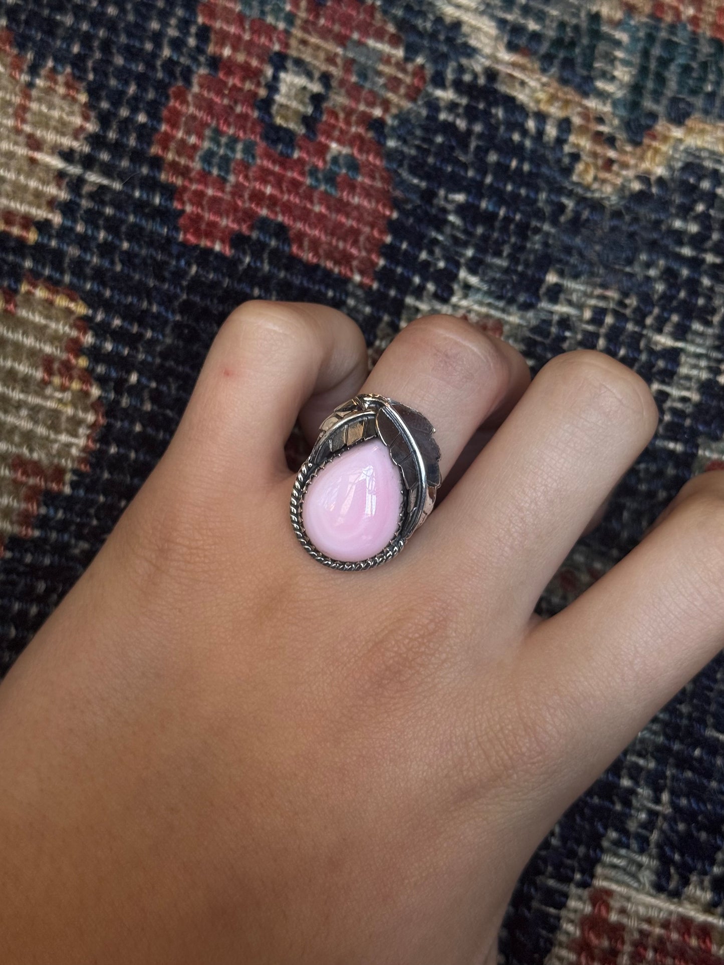 Pink Conch Leaf Ring | 925 Sterling Silver | Size 9 C248