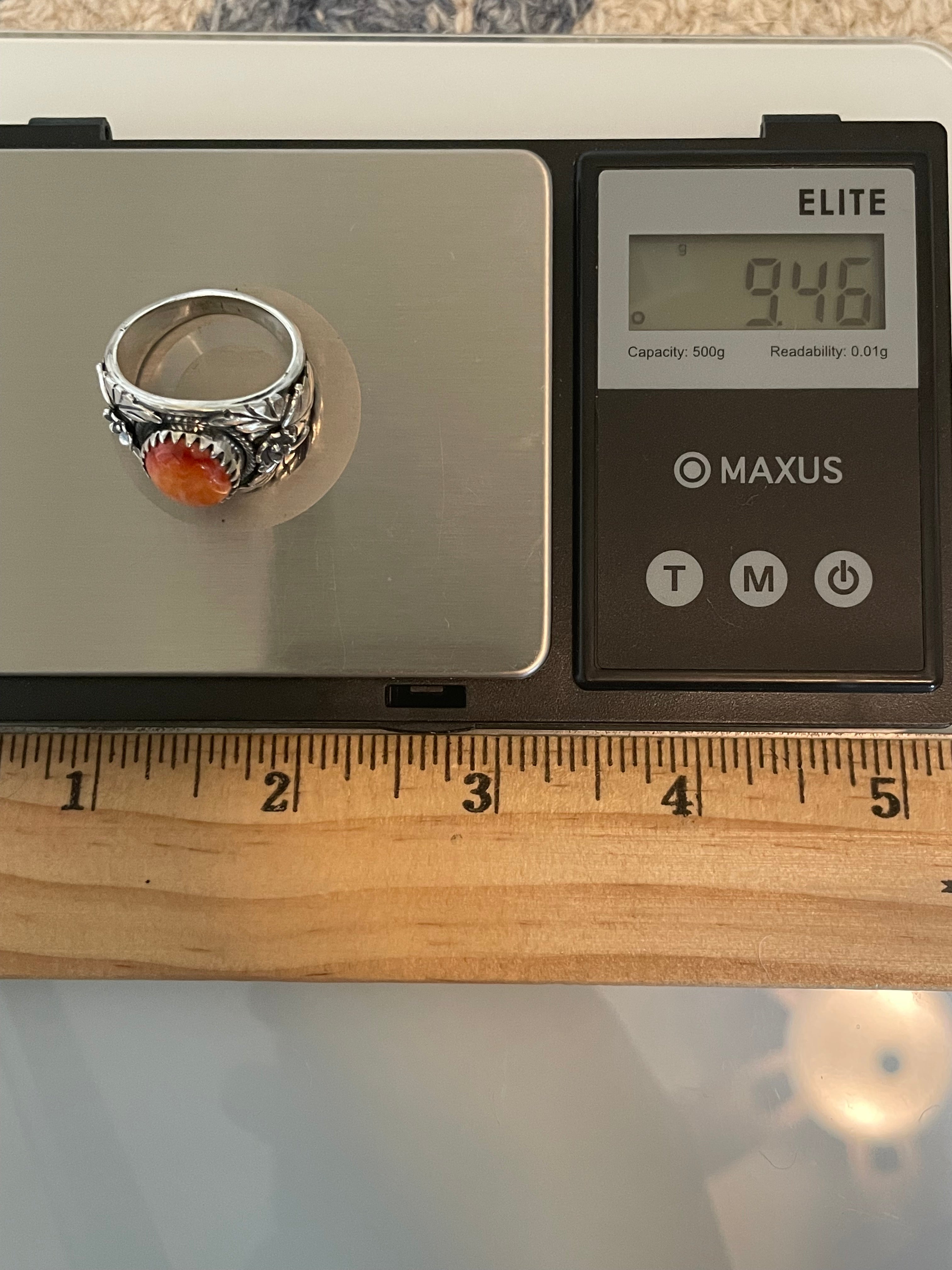 Spiny Oyster Ring Floral Size 9 | 925 Sterling Silver G548