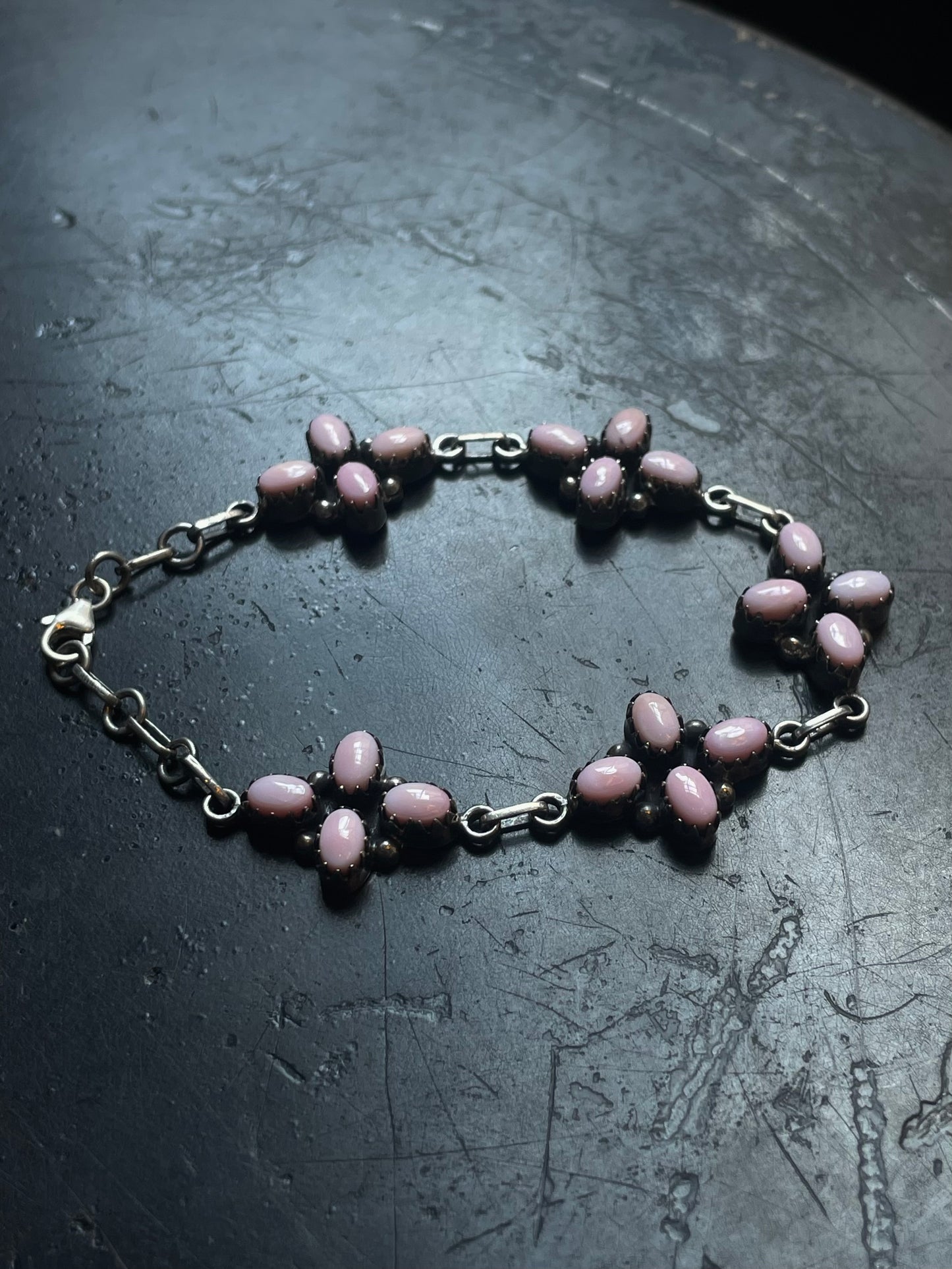 Pink Conch Cluster Bracelet | 925 Sterling Silver E544