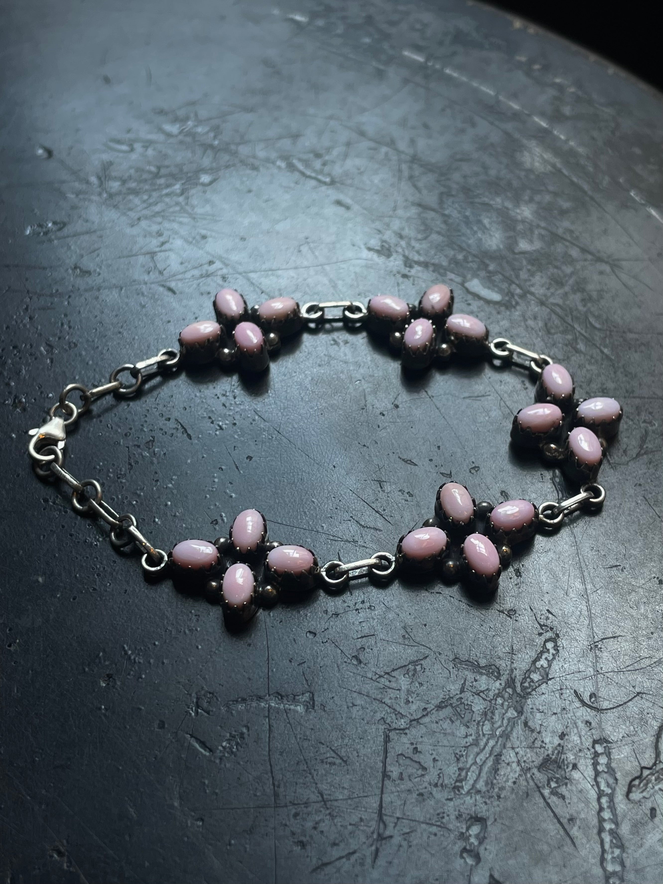 Pink Conch Cluster Bracelet | 925 Sterling Silver E544