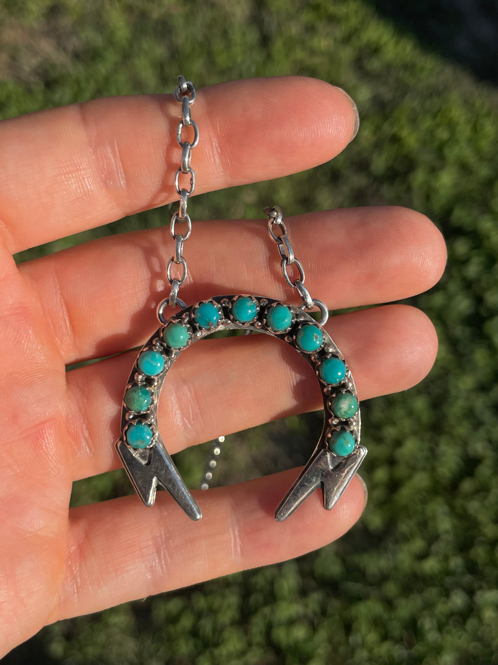 Kingman Lightning Bolts Turquoise Necklace | 925 Sterling Silver E361