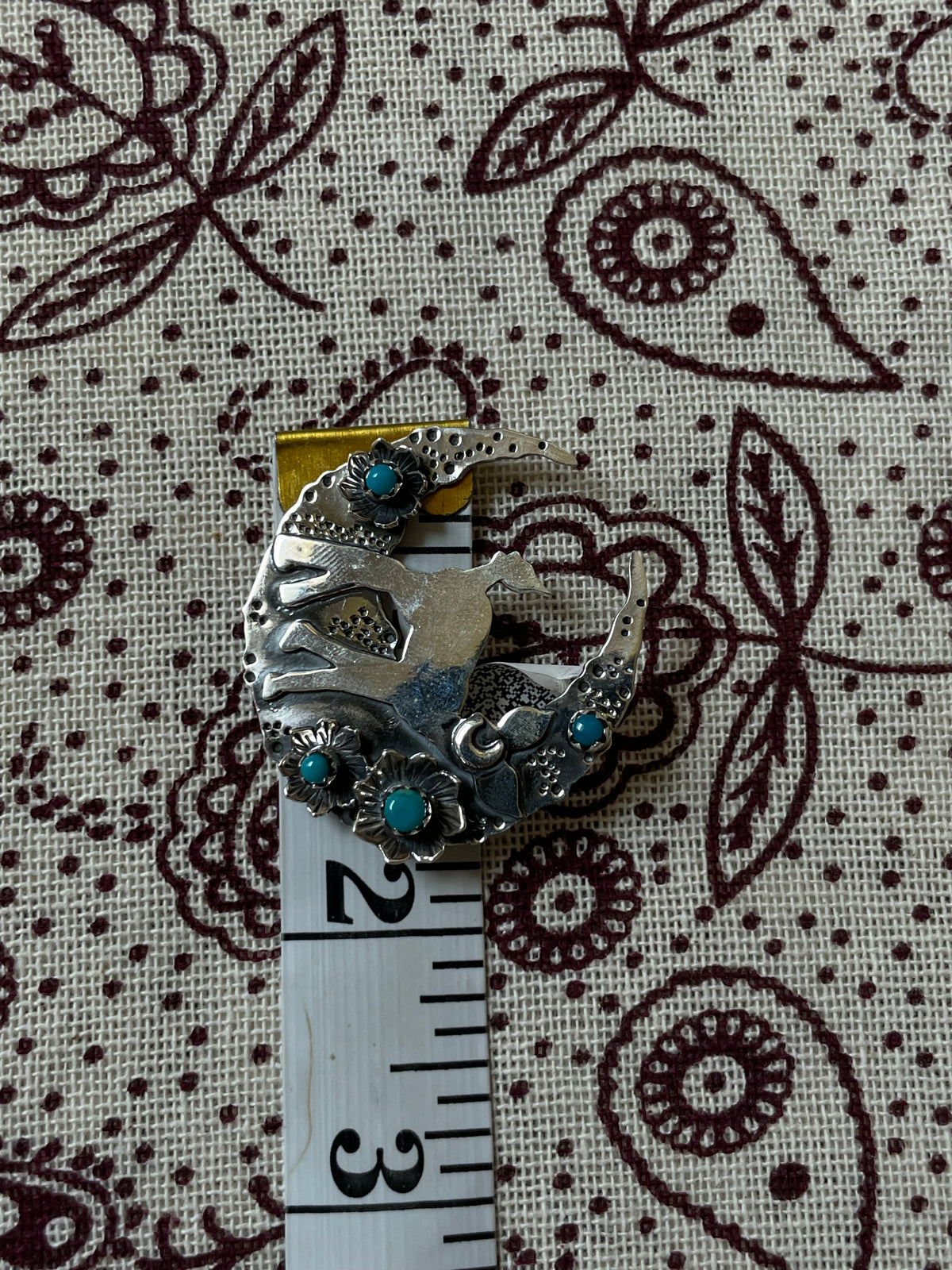 Turquoise Deer Crescent Moon Pendant | 925 Sterling Silver D327