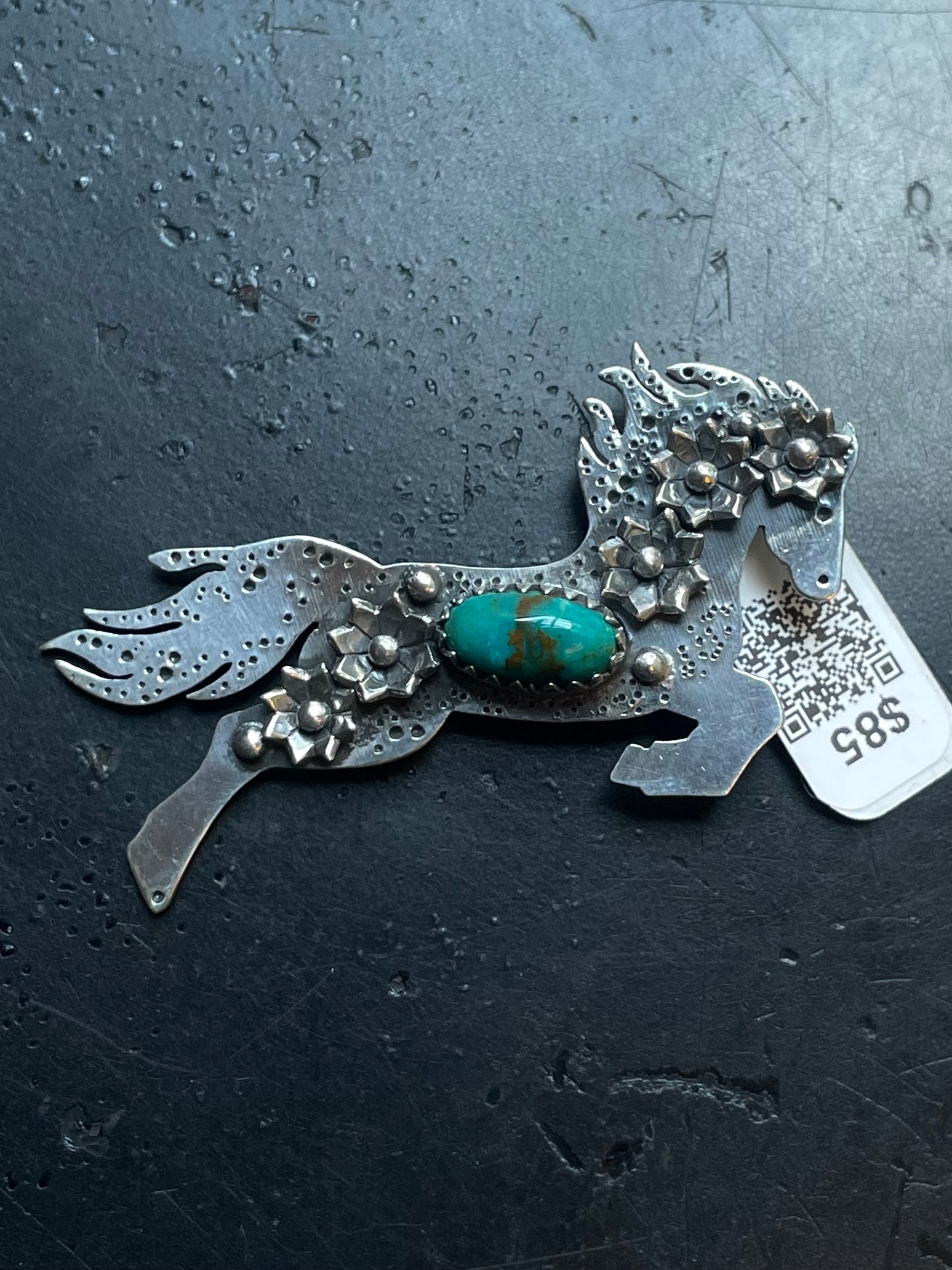 Kingman Turquoise Heart Pendant | Sterling Silver | A661