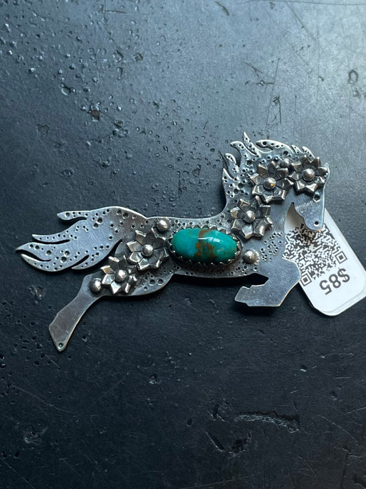 Kingman Turquoise Heart Pendant | Sterling Silver | A661