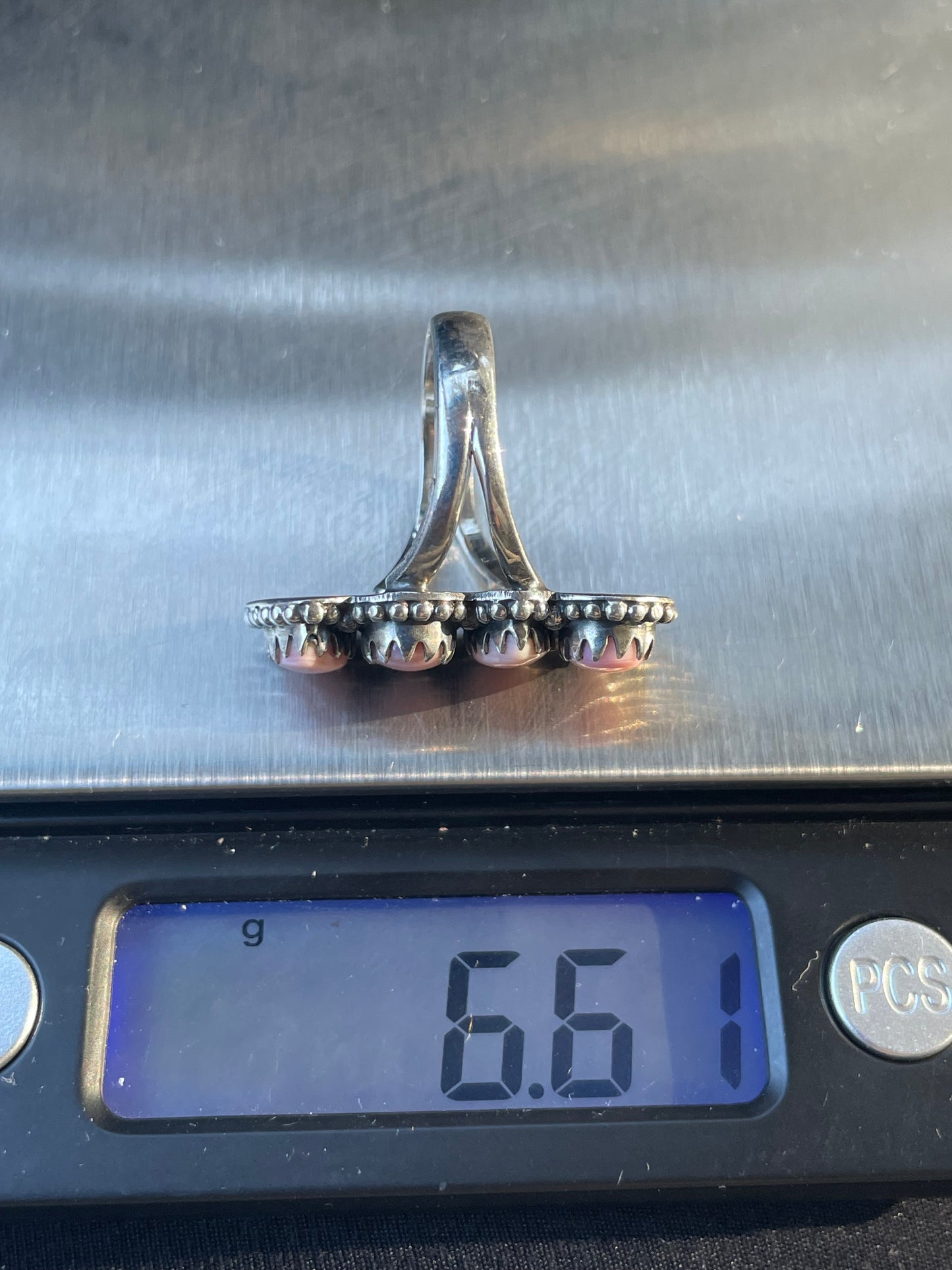 Pink Conch Row Ring Size 6 | 925 Sterling Silver Southwest B987