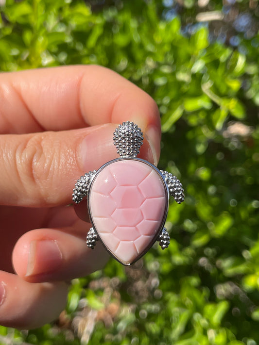 Pink Conch Turtle Pendant | 925 Sterling Silver B601