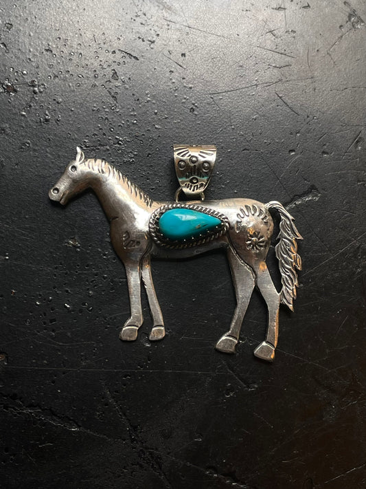 Turquoise Horse Pendant | 925 Sterling Silver E711