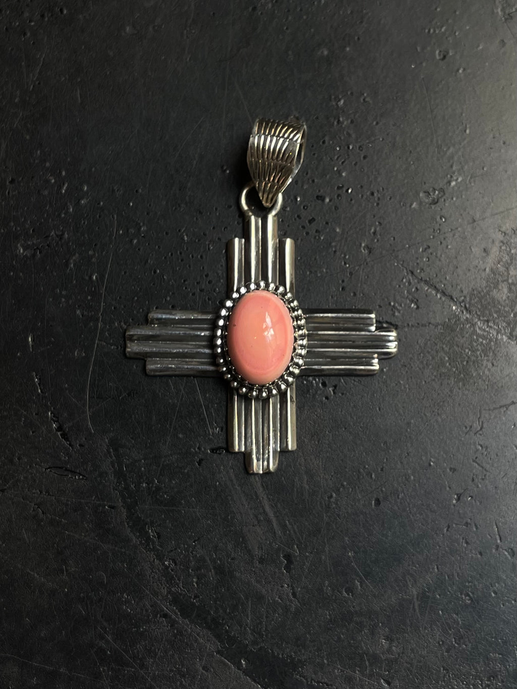 Pink Conch Cross Pendant | 925 Sterling Silver E236