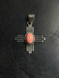 Pink Conch Cross Pendant | 925 Sterling Silver E236
