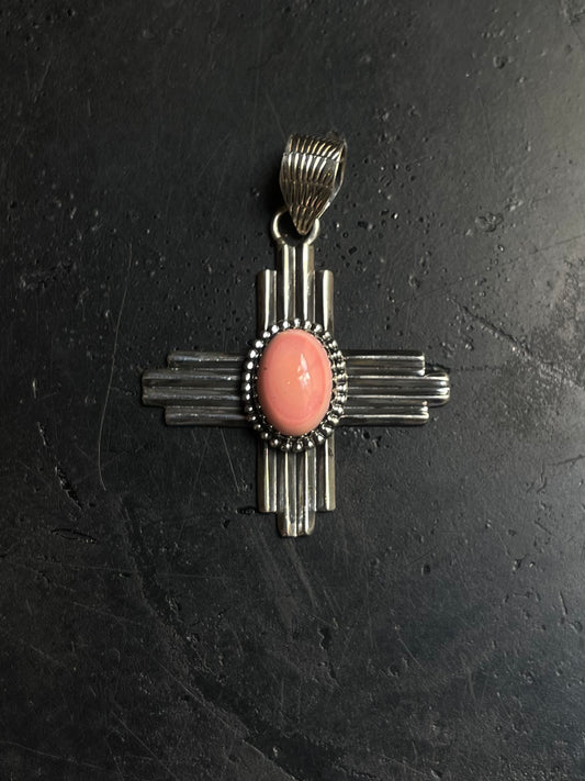 Pink Conch Cross Pendant | 925 Sterling Silver E236