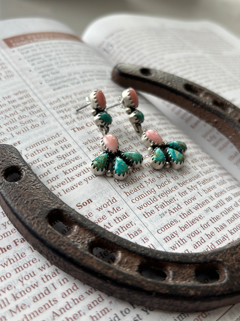 Pink Conch & Turquoise Stud Earrings | 925 Sterling Silver