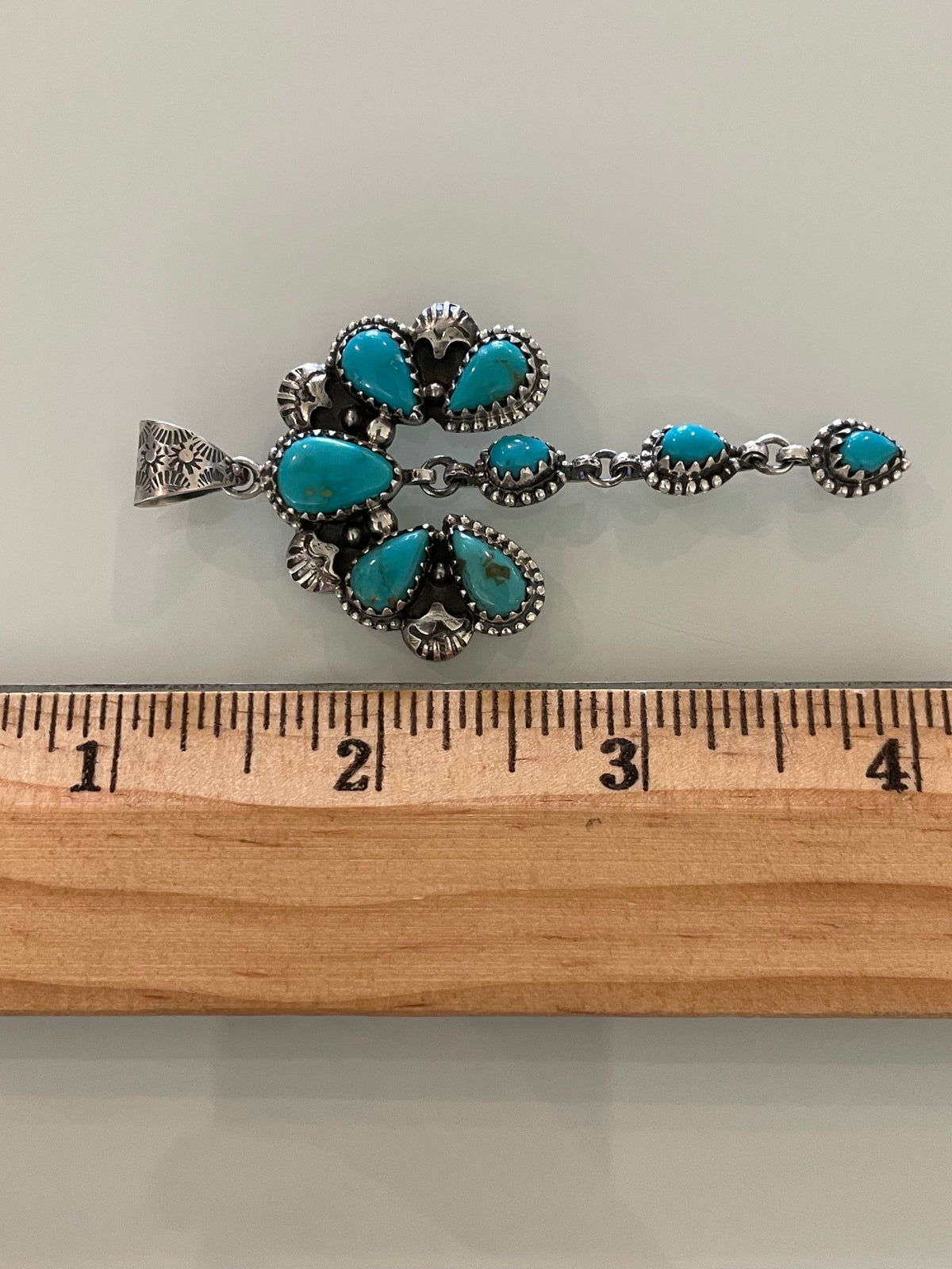 Turquoise Dangle Cluster Pendant | 925 Sterling Silver G690
