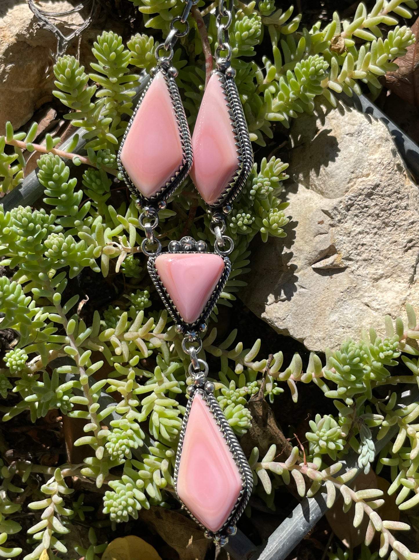 Pink Conch Lariat Necklace | 925 Sterling Silver B664