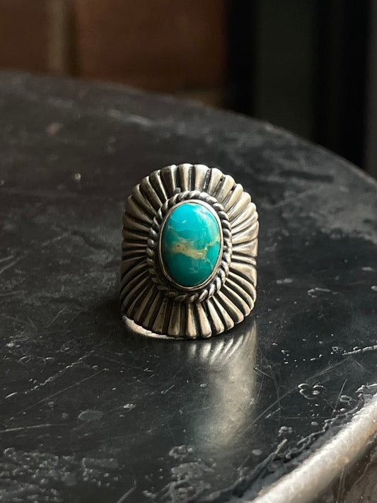 Kingman Turquoise Ring | 925 Sterling Silver | Size 6 E314