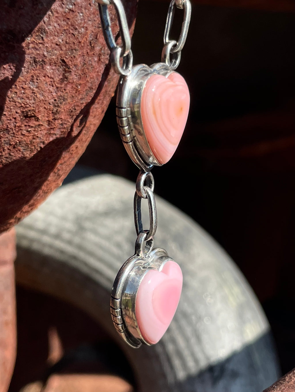 Pink Conch Heart Necklace | Sterling Silver G456