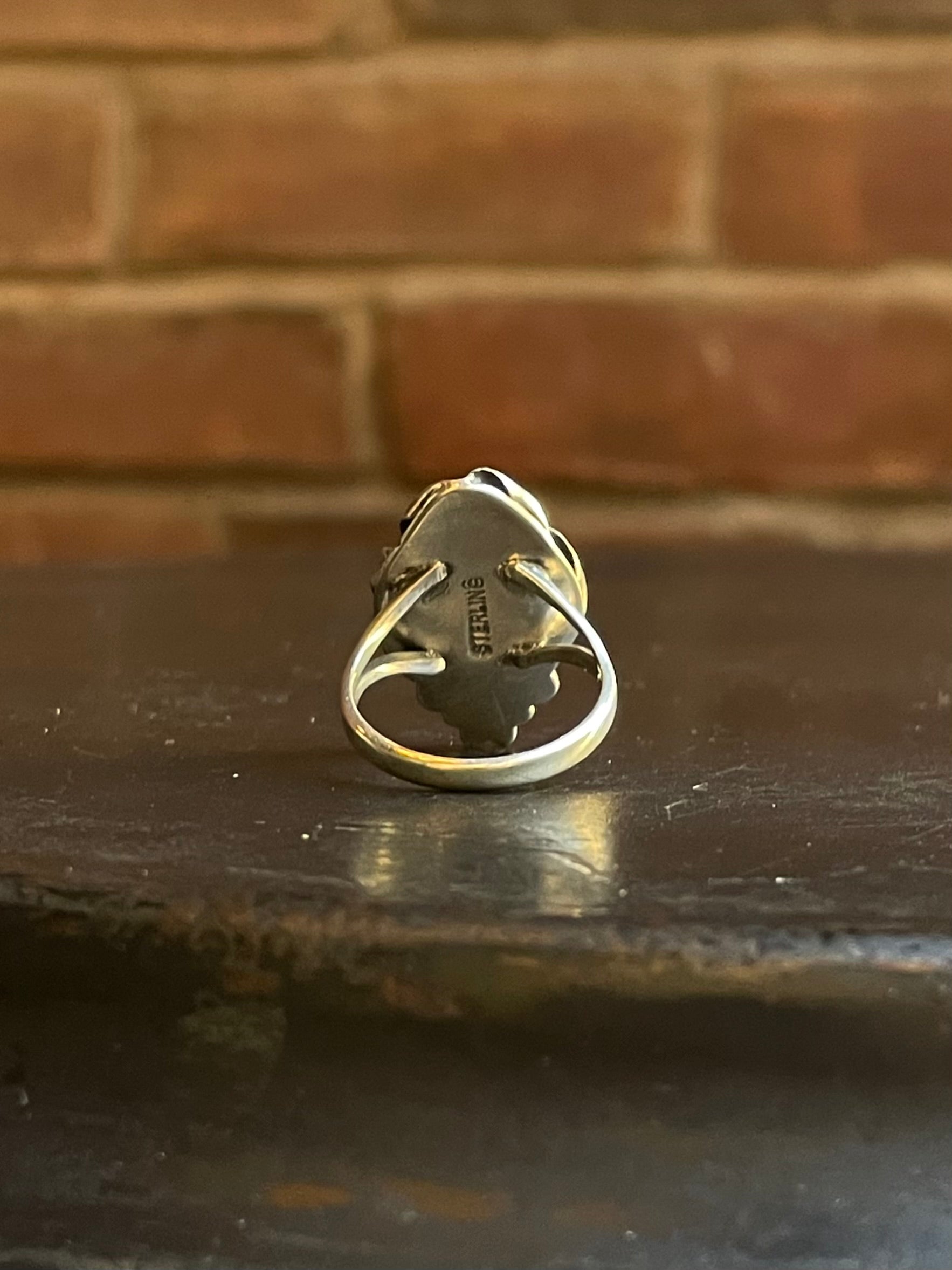 Pink Conch Tear Drop Ring Size 7| Sterling Silver E912