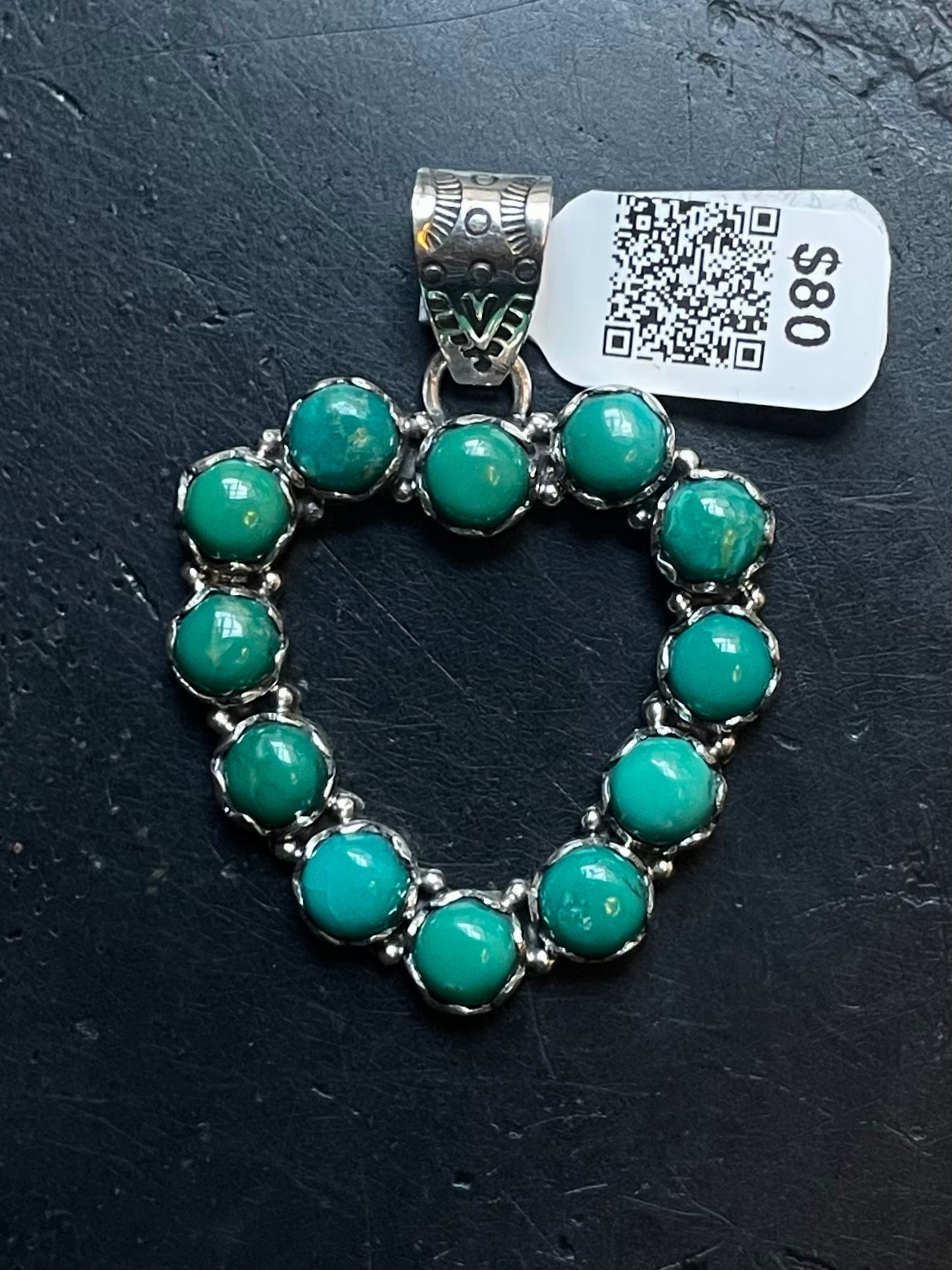 Kingman Turquoise Heart Pendant | Sterling Silver | A601