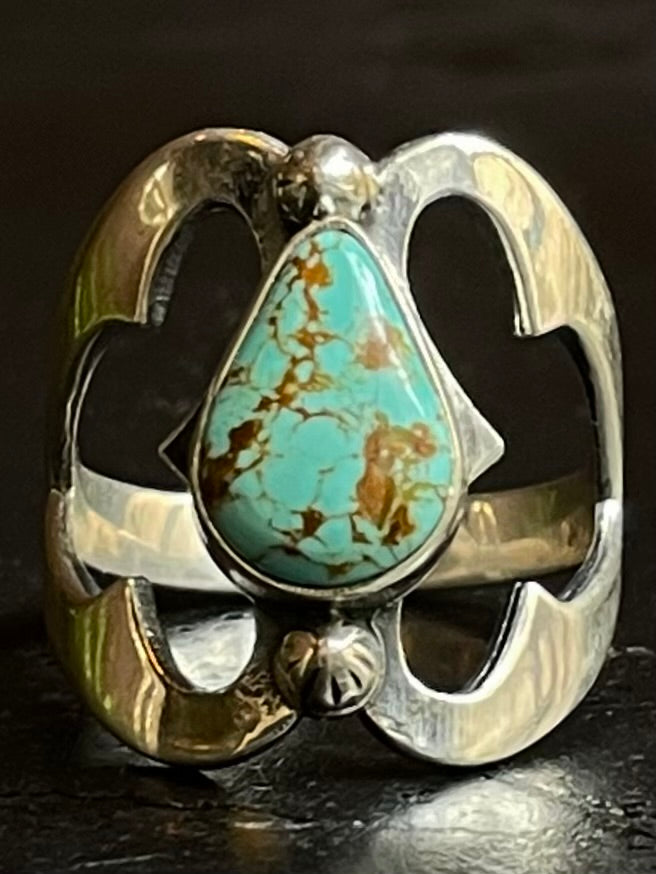 Kingman Turquoise Teardrop Ring | Sterling Silver | Size 8 G313