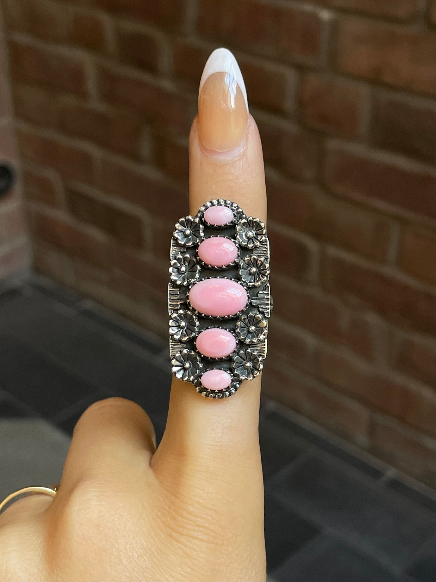 Pink Conch Flower Ring Size 8 | Sterling Silver E904