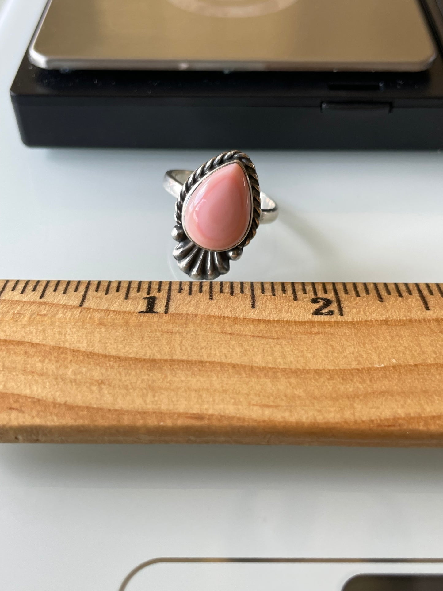 Pink Conch Tear Drop Ring Size 8 | 925 Sterling Silver G140