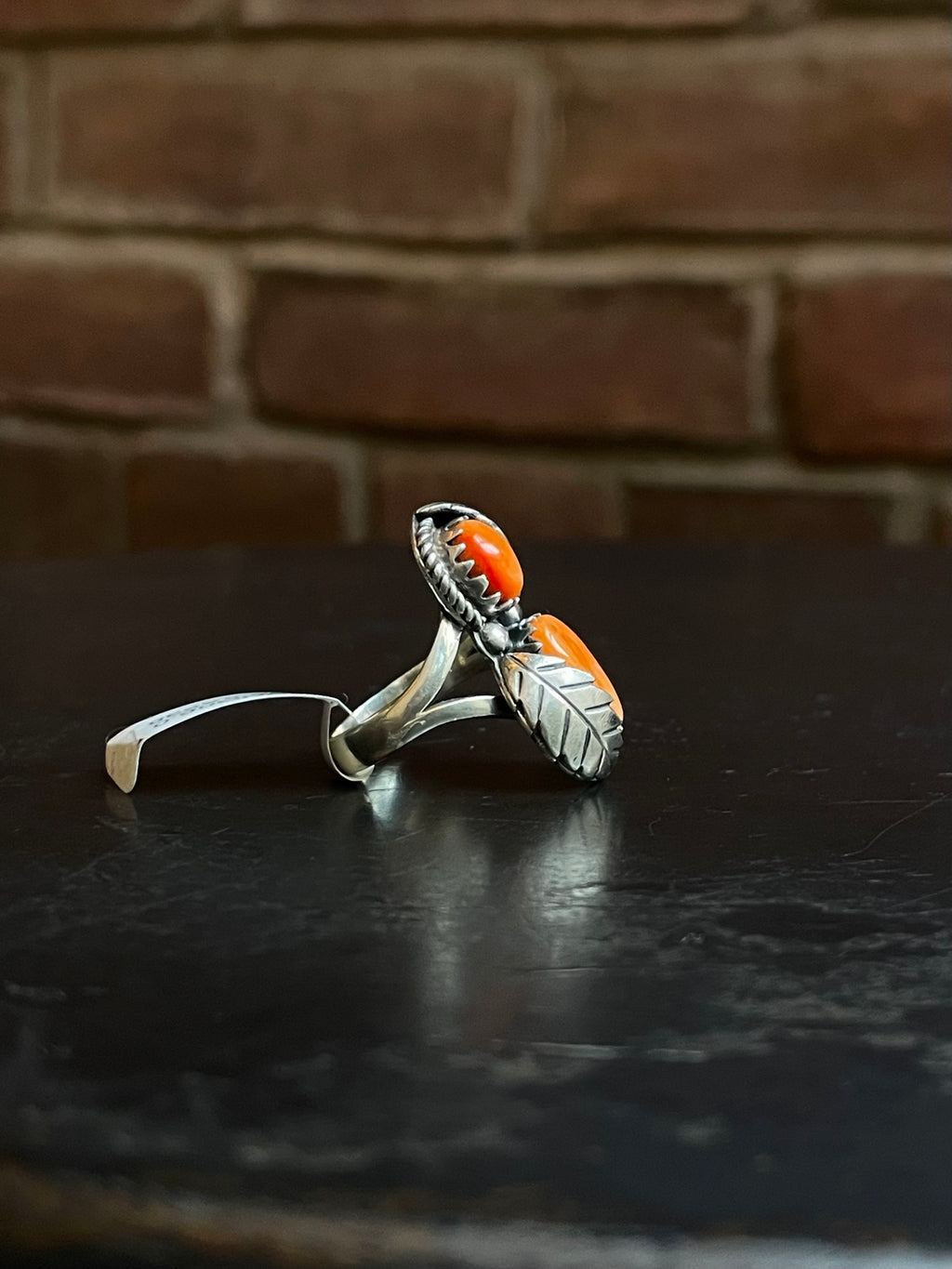 Spiny Oyster Dual Leaf Ring | Sterling Silver | Size 6 | A238