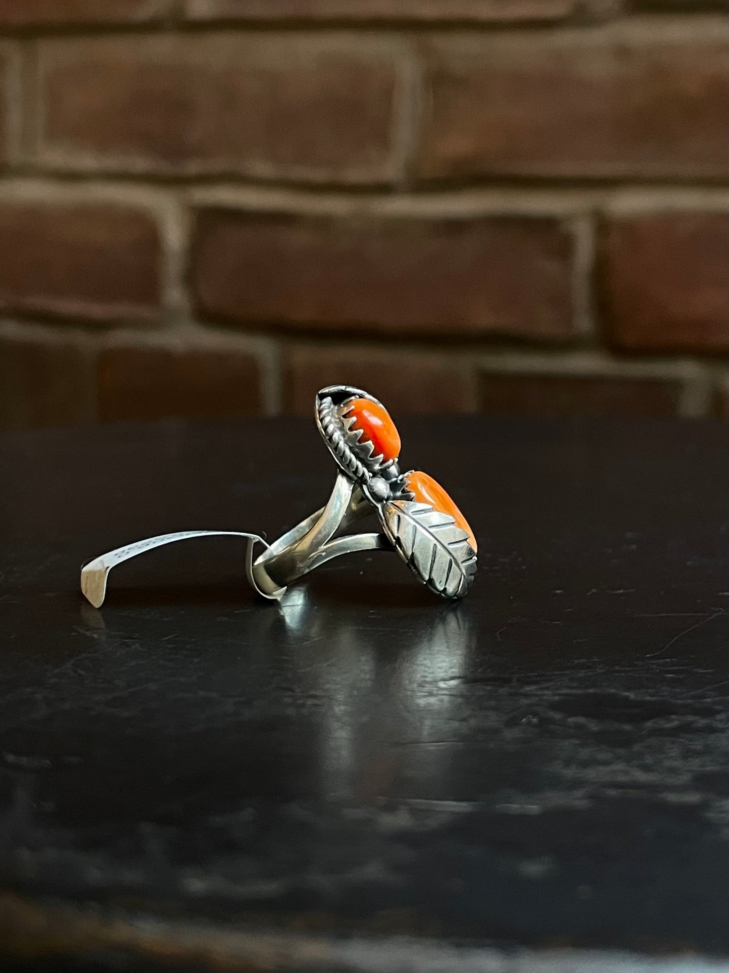 Spiny Oyster Dual Leaf Ring | Sterling Silver | Size 6 | A238