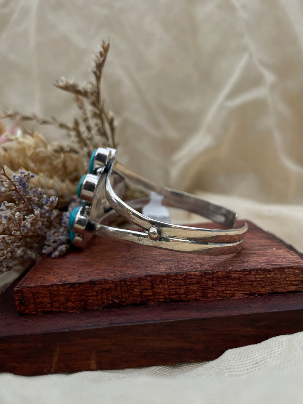 Turquoise Floral Cuff Bracelet | 925 Sterling Silver D278