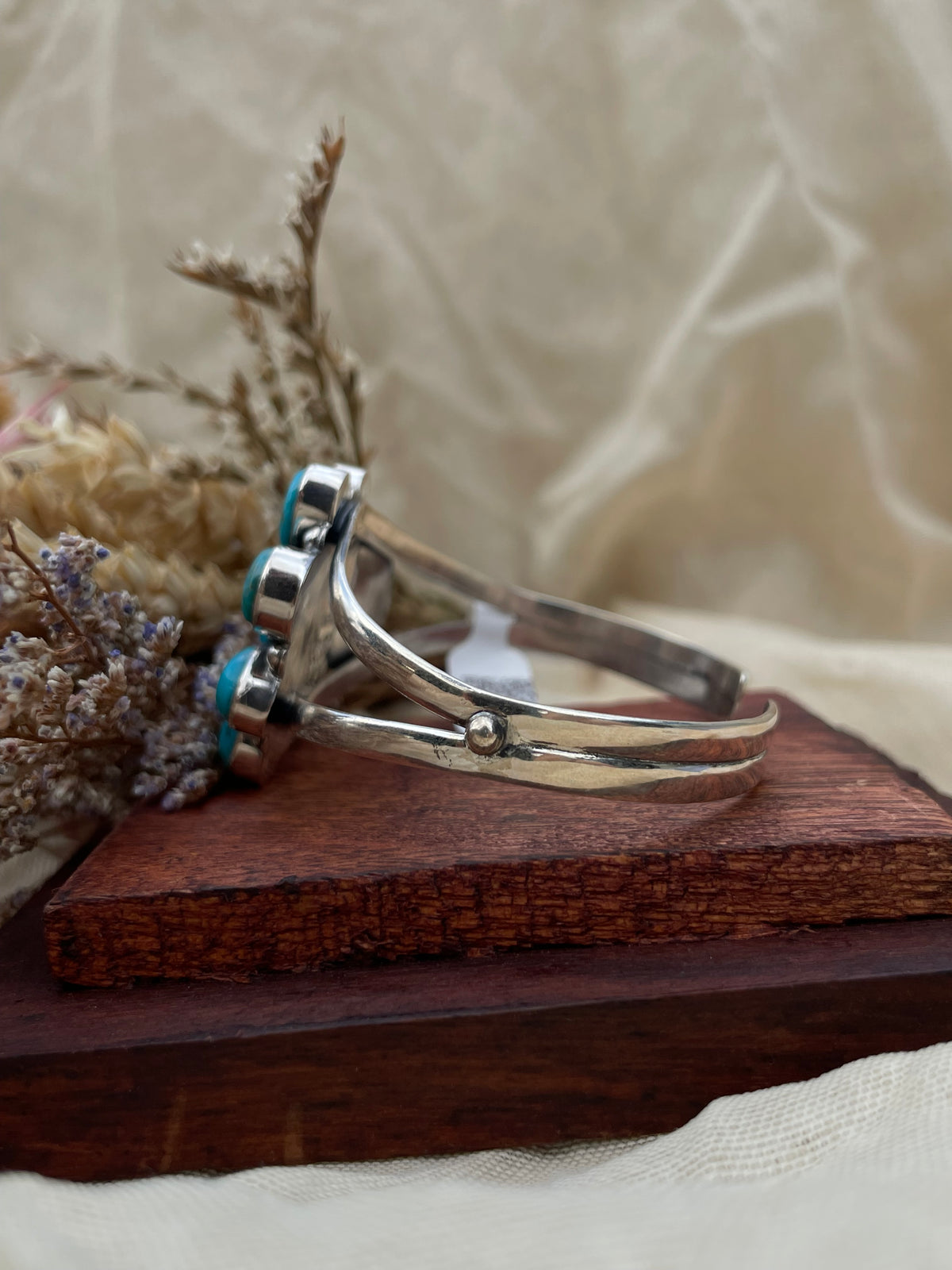 Turquoise Floral Cuff Bracelet | 925 Sterling Silver D278