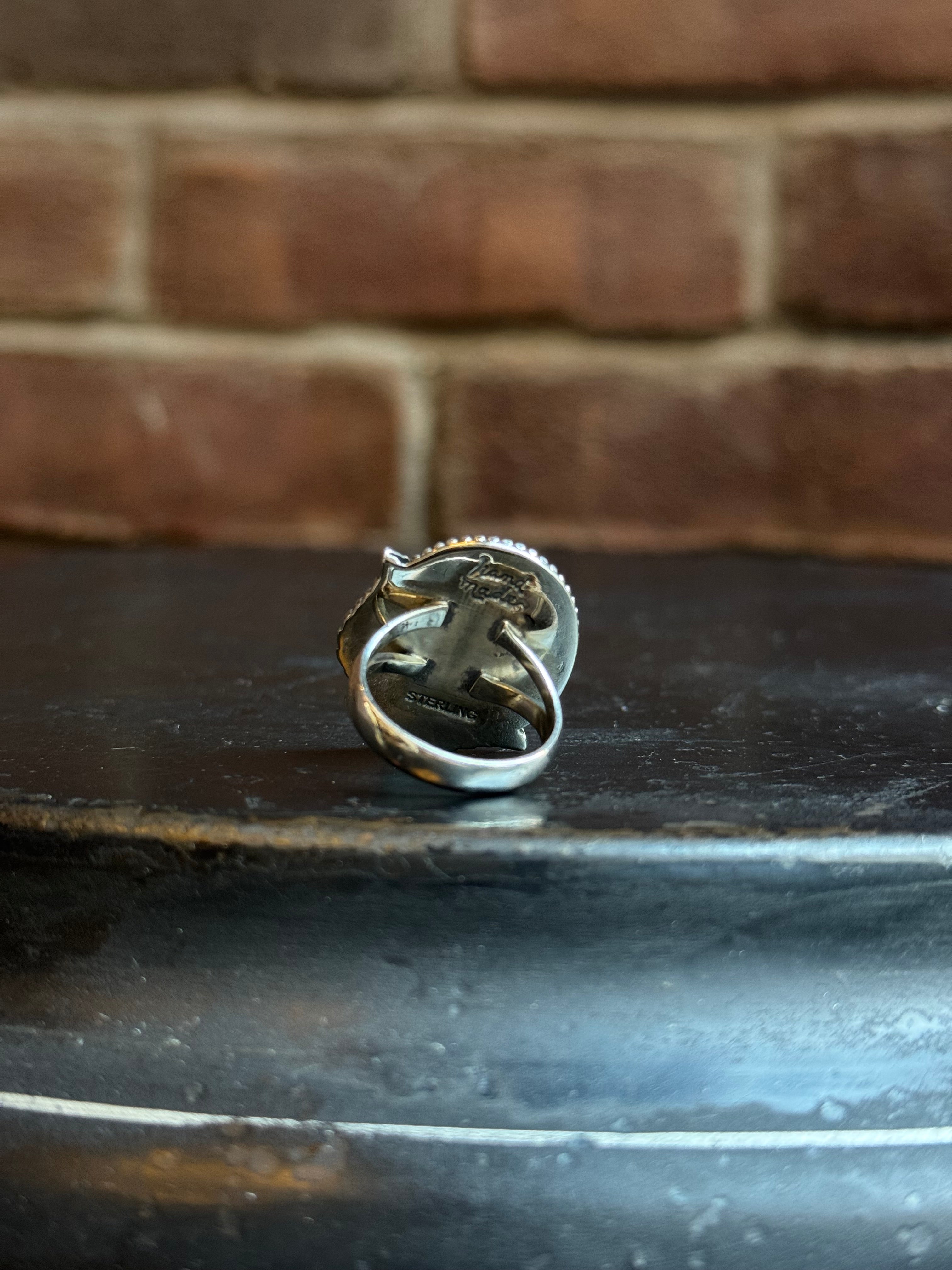 Turquoise Feather Ring | Sterling Silver | Size 7.5 | C118