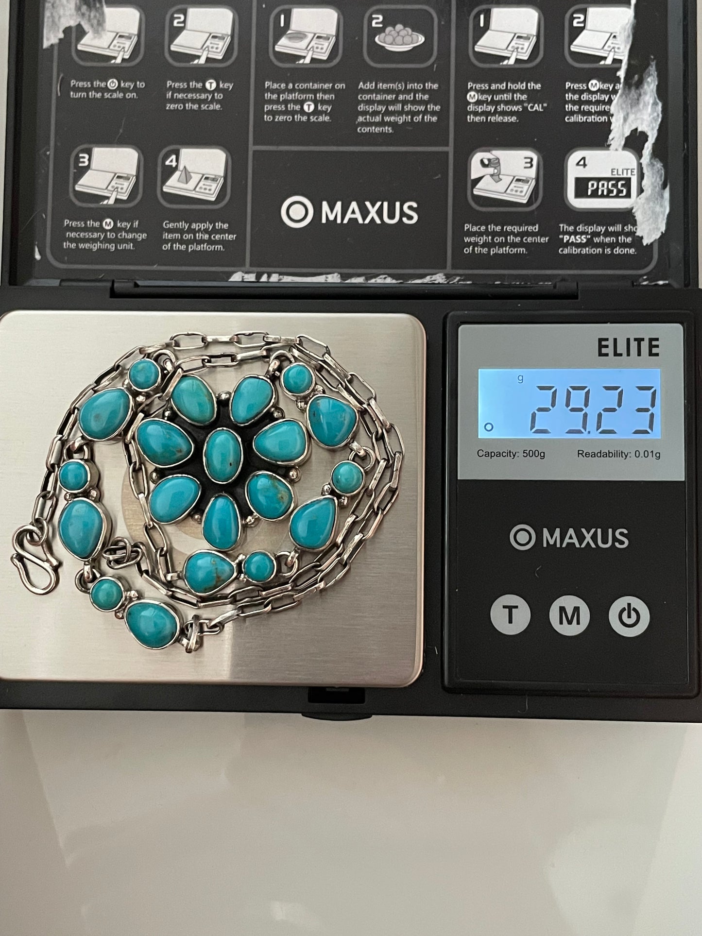 Kingman Turquoise Flower Necklace | 925 Sterling Silver E611