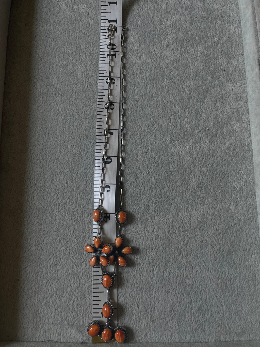 Spiny Oyster Floral Lariat Necklace | 925 Sterling Silver D231