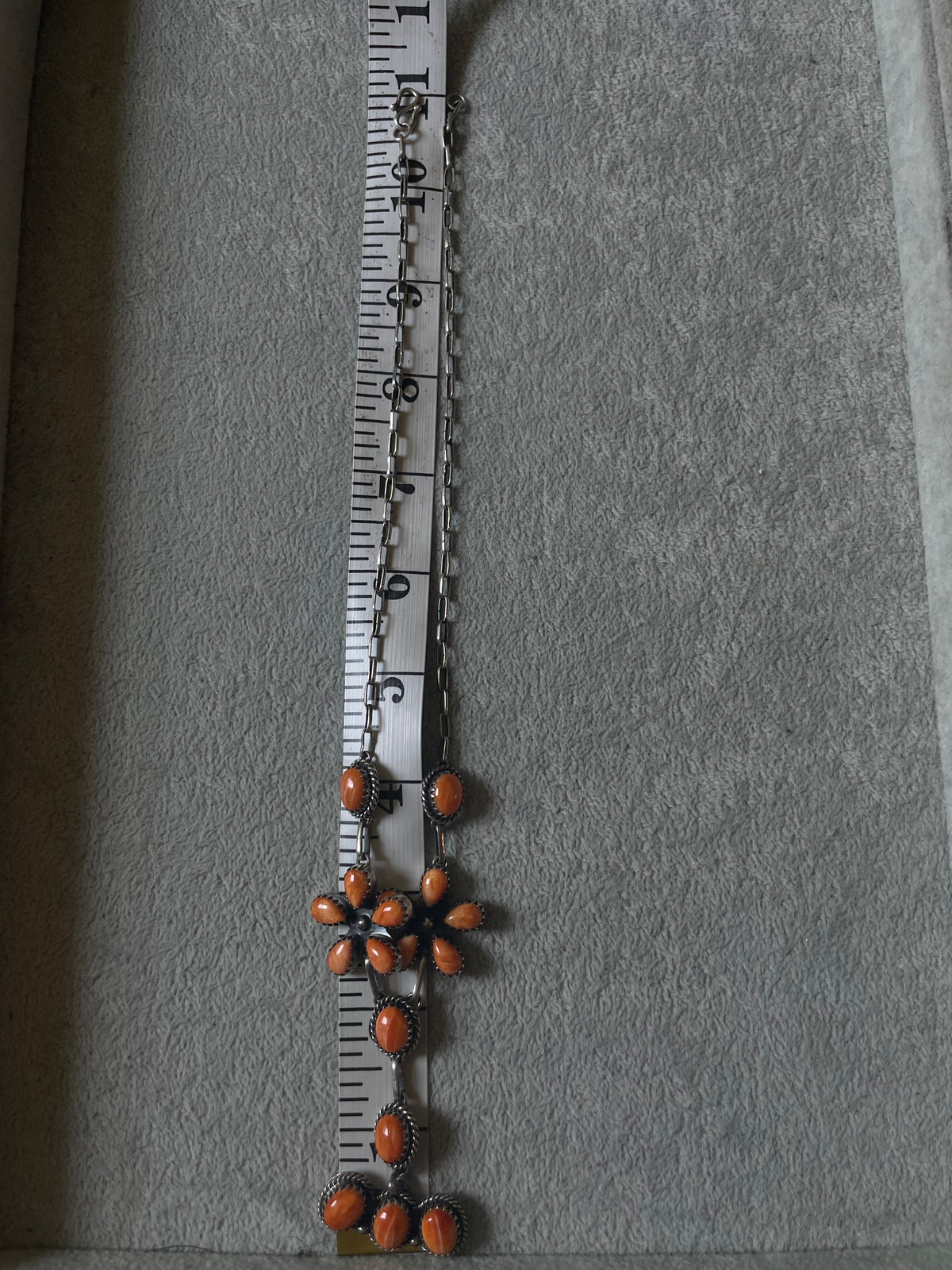 Spiny Oyster Floral Lariat Necklace | 925 Sterling Silver D231