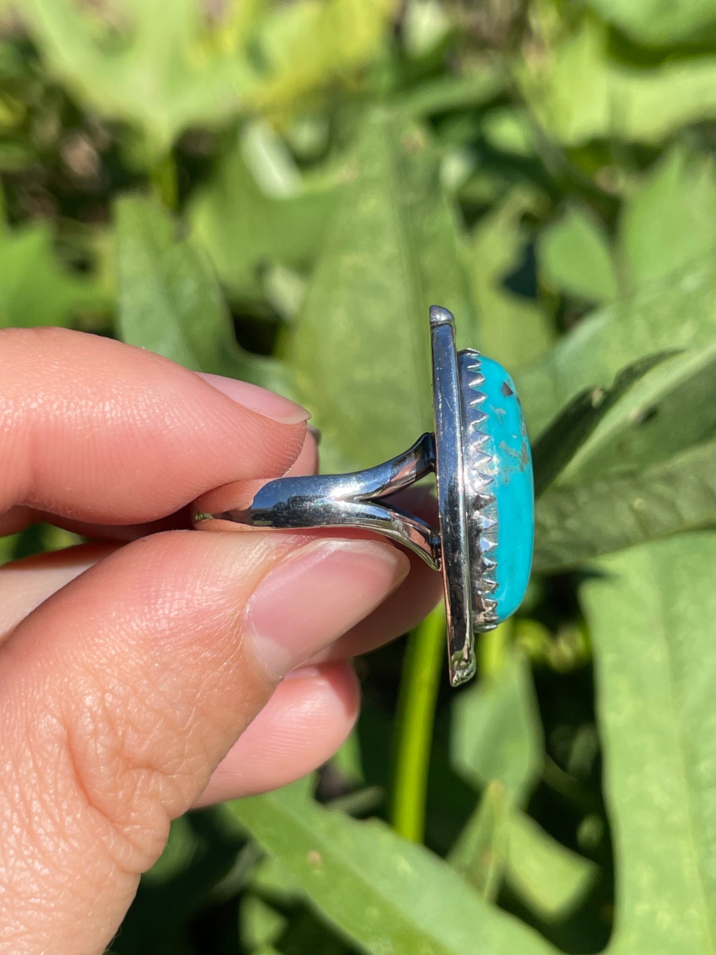 Turquoise Leaf Ring | 925 Sterling Silver Size 7 B344