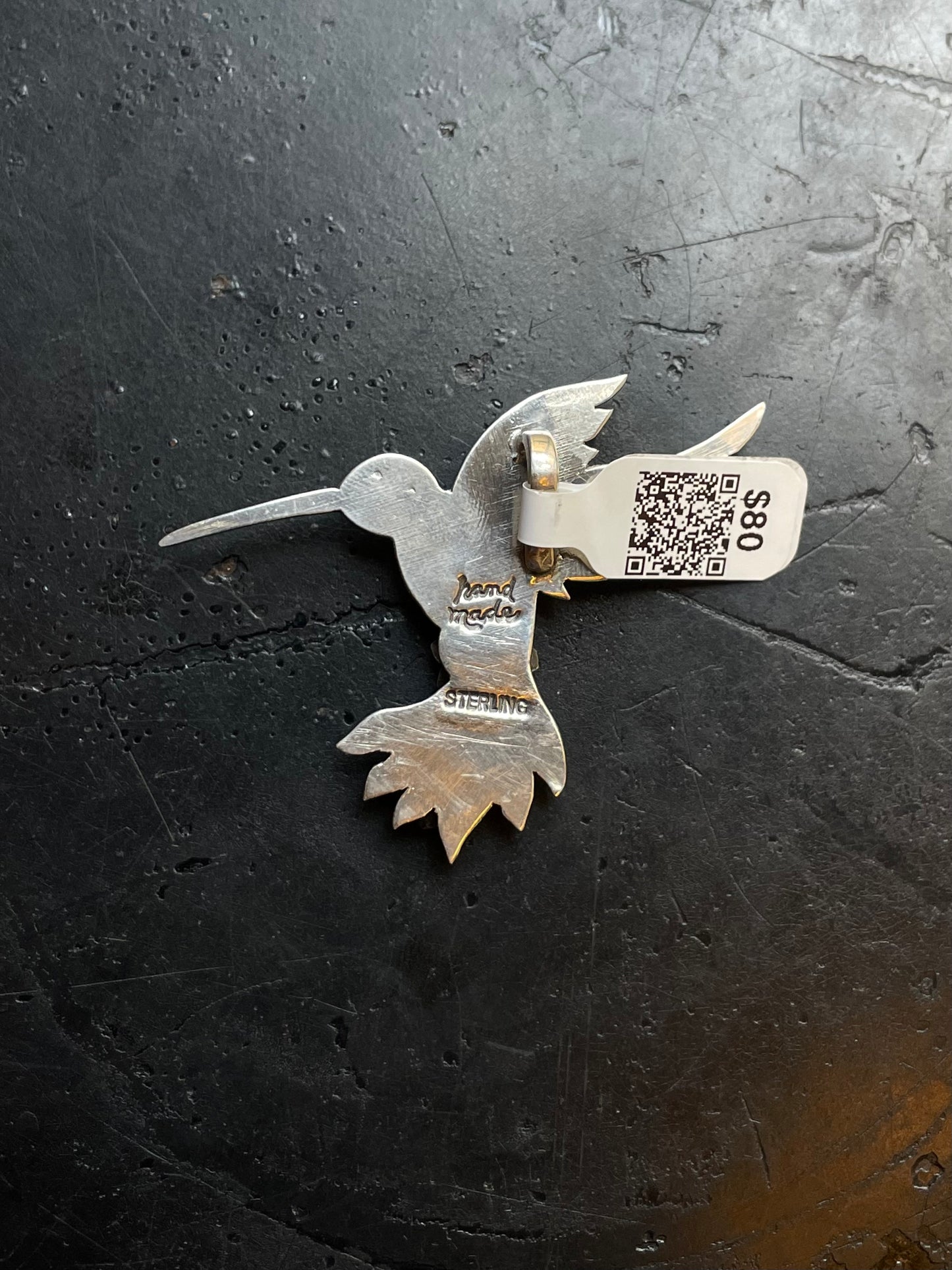 Hummingbird Pink Conch Pendant | Sterling Silver | A583