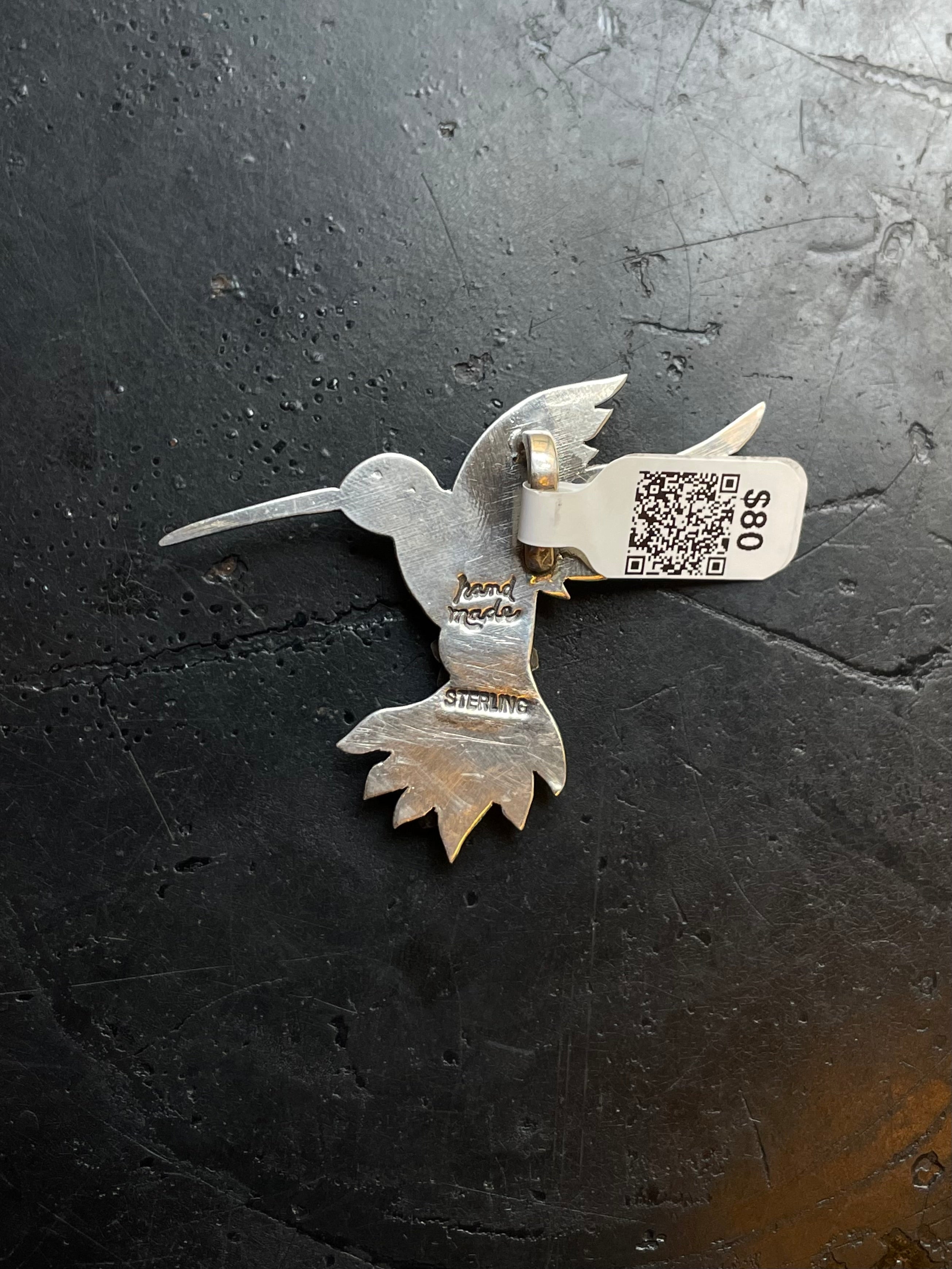 Hummingbird Pink Conch Pendant | Sterling Silver | A583
