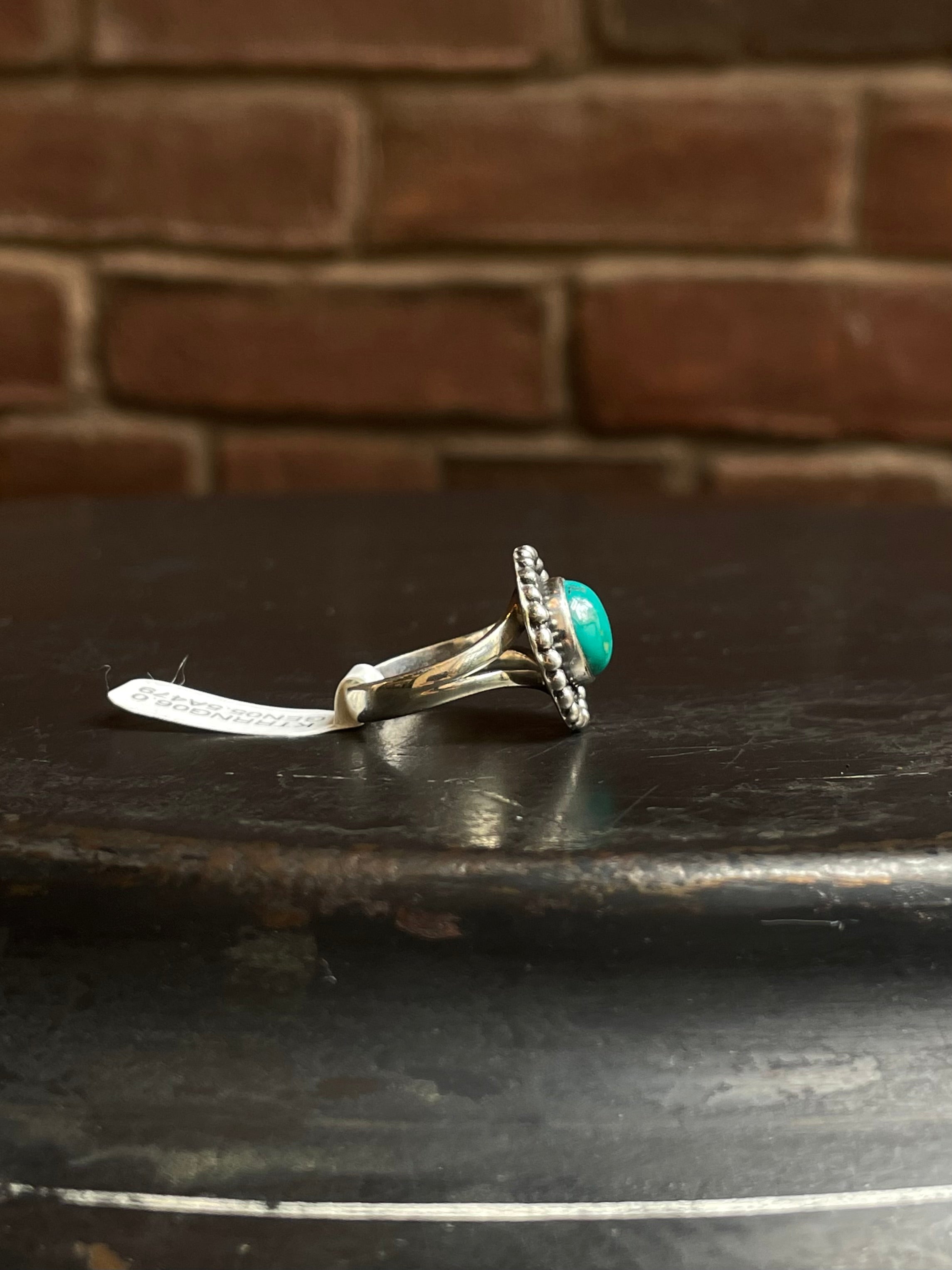 Kingman Turquoise Round Ring | Sterling Silver | Size 6 | A479