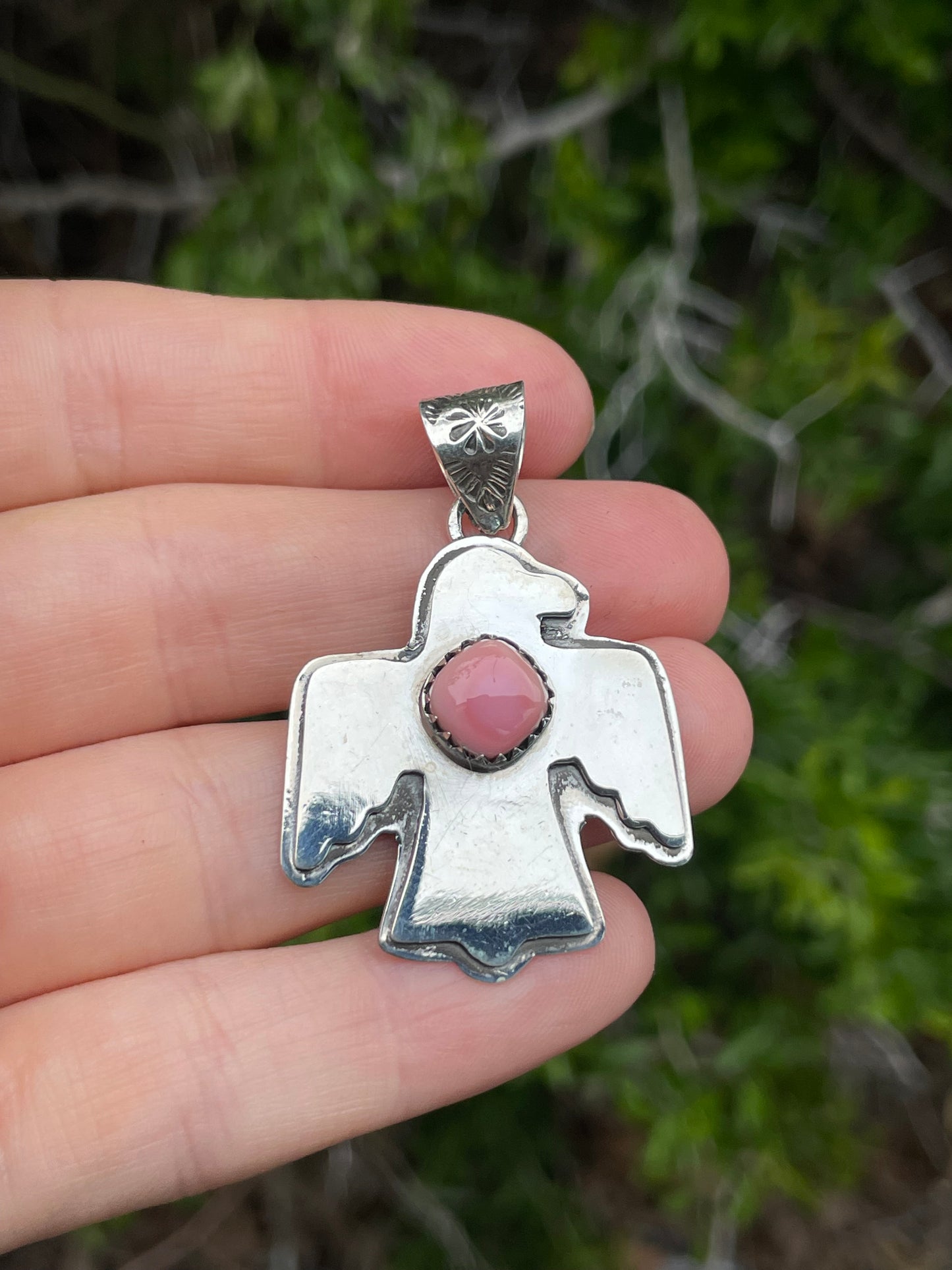 Pink Conch Thunderbird Pendant | Sterling Silver 925 B737
