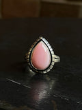 Pink Conch Tear Drop Ring | 925 Sterling Silver Size 8.5 E453