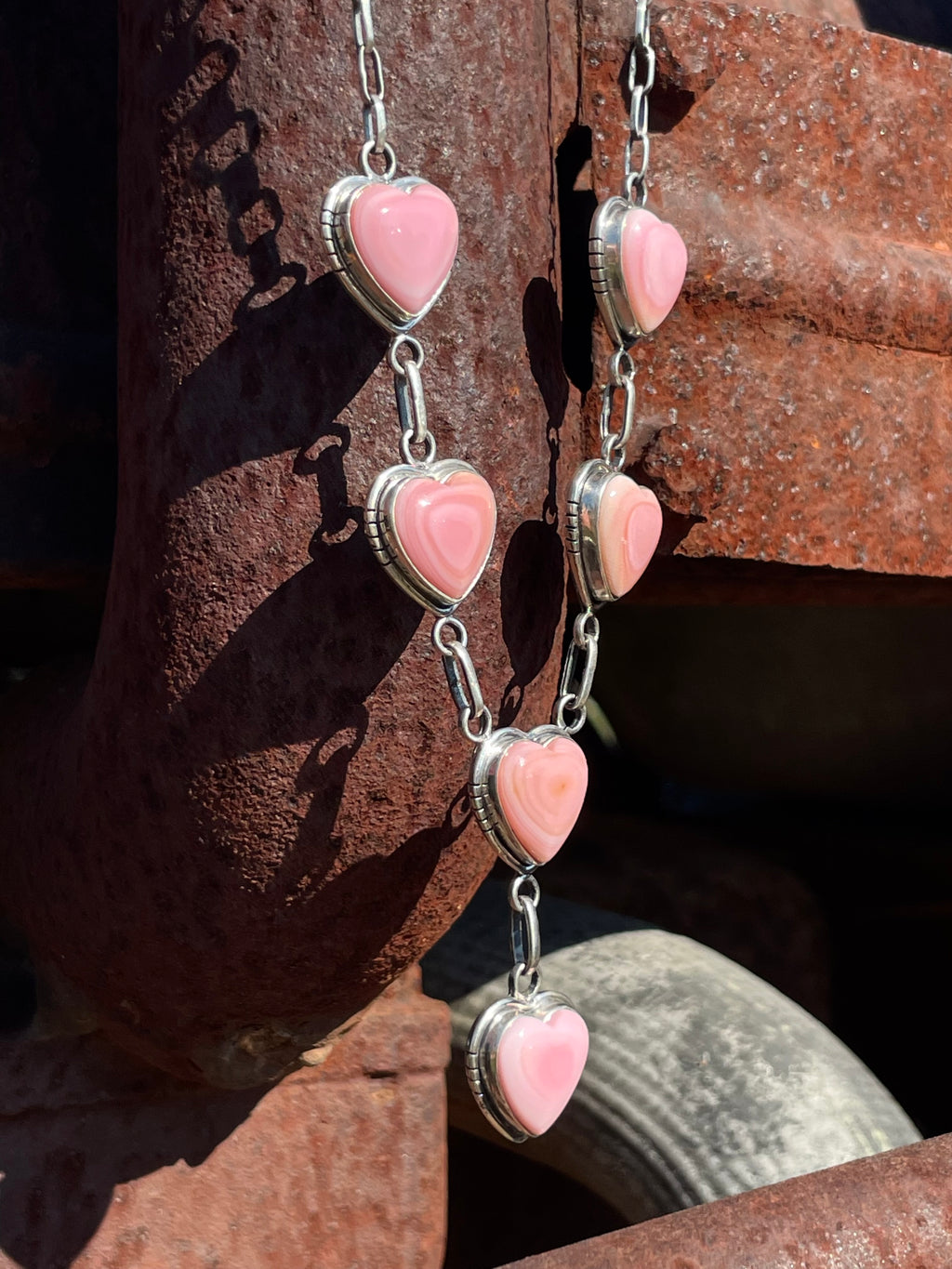 Pink Conch Heart Necklace | Sterling Silver G456