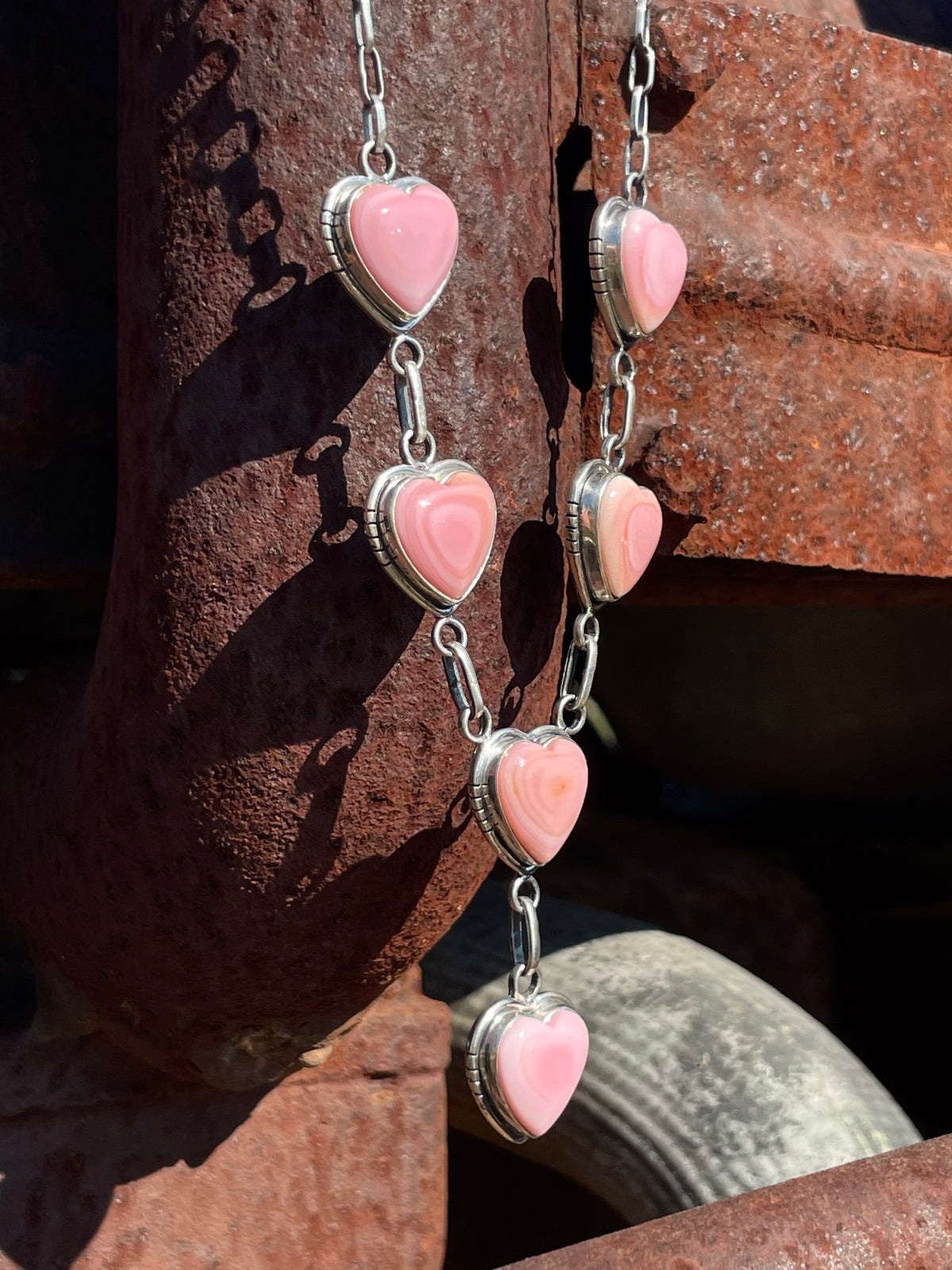 Pink Conch Heart Necklace | Sterling Silver G456