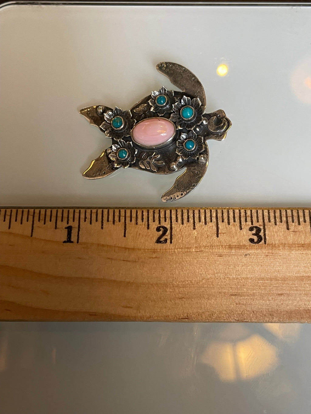 Pink Conch & Turquoise Turtle Pendant | 925 Sterling Silver C539