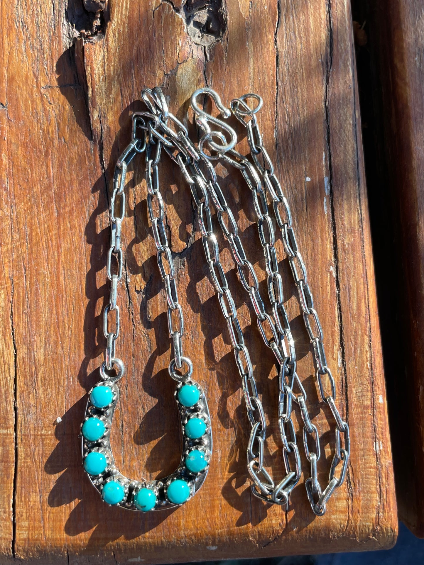 Kingman Turquoise Horseshoe Necklace | Sterling Silver 925 | B904
