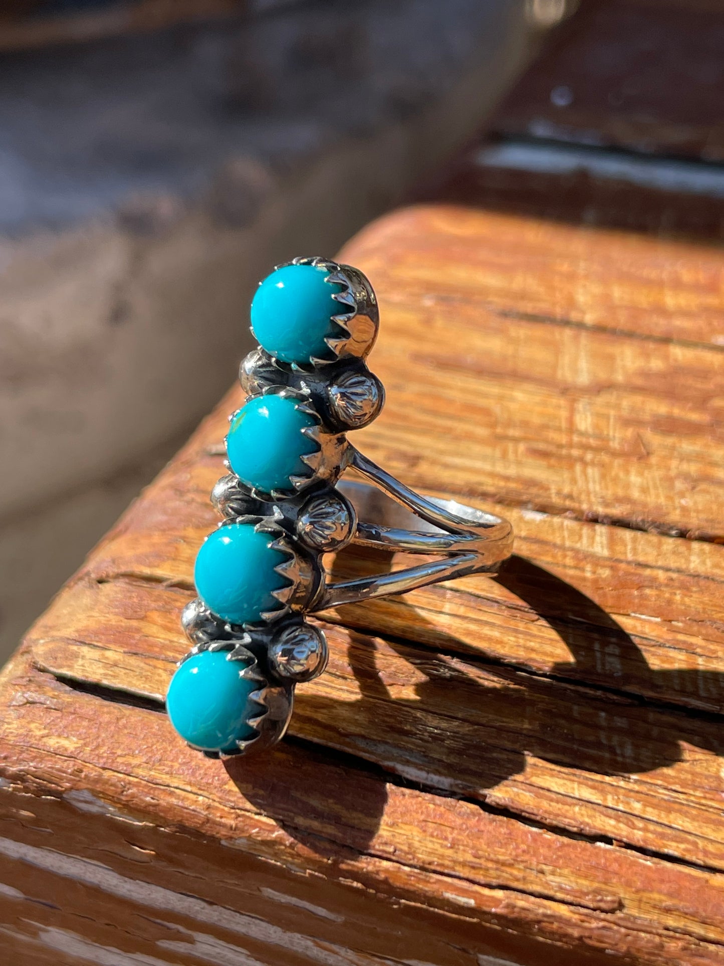 Turquoise Row Ring Size 6.5 | 925 Sterling Silver B940