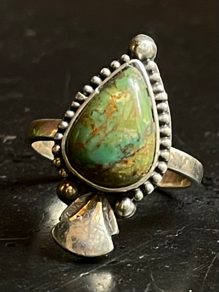 Turquoise Tear Drop Ring Size 8.75 | 925 Sterling Silver G297