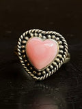 Pink Conch Heart Ring Size 7.5 | 925 Sterling Silver G146